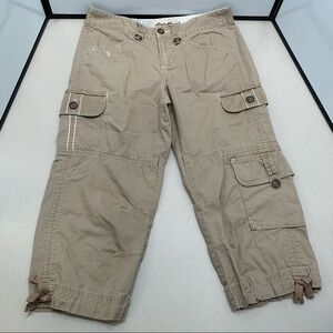 Eddie Bauer Cropped Cargo Pants Drawstring Bottom Size 2